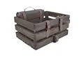 UNUS GARDEN Fahrradkorb Fahrradkiste Picknick Holz (Grau 40x30x20cm (LxBxH), Holzkiste Picknick Fahrradkiste Picknickdecke Flaschenhalter