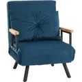 HOMCOM Schlafsofa mit Rückenkissen Stahl Polyester Blau 63L x 73B x 81H cm
