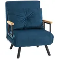 HOMCOM Schlafsessel 4 in 1 Sessel mit Schlaffunktion, 183 x 63 cm Klappbar Schlafsessel mit 5-stufig Verstellbarer Rückenlehne, Lendenkissen und Samtoptik für Wohnzimmer, Blau
