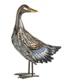 Dehner Dekofigur Ente, Gartendeko frostbeständig, Dekoartikel Indoor / Outdoor, ca. 30 x 44 x 16 cm, Metall, silber / braun