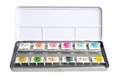 White Nights russischer Aquarellkasten, Sonderedition "letter it out loud", inkl. 12 ganzen Näpfen hochwertiger russischer Aquarellfarbe mit hoher Brillanz und Leuchtkraft