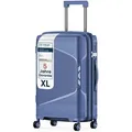 4FLY Hartschalen-Reisekoffer XL 75 cm (96L) - mit TSA-Schloss, Doppelrollen, Aluminium-Teleskopgriff und Doppelreißverschluss - Blau