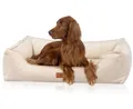 Knuffelwuff orthopädisches Hundebett aus Cord mit Handwebcharakter Nunavut XL 105 x 75cm Beige - Abnehmbarer Bezug - waschbar - für große, mittelgroße und kleine Hunde