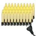 Retro Weihnachtsbaum-Lichterkette mit LED Filament Kerzen, klassische Baumbeleuchtung mit austauschbaren E10 Leuchtmittel, Weihnachtsbeleuchtung für Innen, nostalgie (creme, 30 Kerzen - ca. 14,5 m)