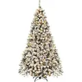 COSTWAY Künstlicher Weihnachtsbaum mit Schnee, 225cm, 1000+ Spitzen, 450 LED weiß Ø 128 cm x 225 cm