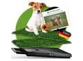 PfotenWunder® Hundeklo 63*51cm + 2 Easy-Wash-Rasen + 1 Büchlein, Hundetoilette für kleine & große Hunde, Festes Gras, Welpentoilette drinnen Welpenklo zuhause Gras Hundetoiletten Balkon Indoor WC Klo