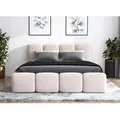 Polsterbett DONA -OM 90 x 200 mit Bettkasten. Farbe: Beige - Beige