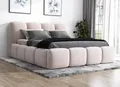 A&J MöbelLand Polsterbett 90x200 mit Bettkasten und Lattenrost – DONA-OM, Bett mit Stauraum in Beige ohne Matratze