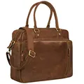 STILORD Amilia Businesstasche Damen Leder Vintage Aktentasche mit 13,3 Zoll Laptopfach für MacBook große Umhängetasche aus echtem Rindsleder Farbe:Mocca - Dunkelbraun