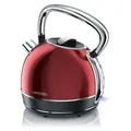 Arendo Retro Wasserkocher Edelstahl, Vintage Style, 1,7 L, 2200 W, austauschbarer Kalkfilter, automatische Abschaltung, Rot - Rot