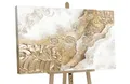 YS-Art Gemälde Epoche, Abstraktion, Abstraktes auf Leinwand Bild Handgemalt in Gold mit Struktur