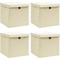 Vidaxl Storage Boxes With Lid 4 Pcs Cream 32x32x32 Cm Fabric