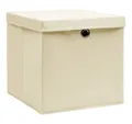 vidaXL Aufbewahrungsbox, Aufbewahrungsboxen mit Deckel 4 Stk. Creme 32x32x32 cm Stoff