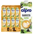 Alpro Barista Sojadrink – Zum Aufschäumen – Vegan und milchfrei – Von Natur aus laktosefrei – Reich an Proteinen – Enthält Calcium und Vitamine – 8 x 1 L – Haltbar
