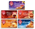 Teekanne Wintertee 5er Pack, Sternenleuchten, Hüttenzauber, Süßer Bratapfel, Kaminabend und Winterzeit, je 20 Teebeutel (240 g)