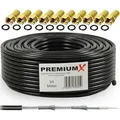 Premium X 50m SAT Koaxialkabel Set 135 dB 5-fach geschirmt – TV Antennenkabel mit 10 vergoldeten F-Steckern – DVB-S2/C/T2 – 4K UHD HDTV – wett