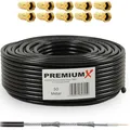 50m DELUXE PRO Koaxial Kabel Schwarz 135dB 5Fach geschirmt reines Kupfer SAT ...