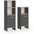 Vicco Badmöbel-Set, Anthrazit, Honigeiche, Holzwerkstoff, 1 Fächer, Rechteckig, 33.8x108.2x26.3 cm, Badezimmer, Badmöbelsets & Badmöbelserien, Badmöbel-Sets