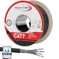 RedStar24 100m Cat7 Erdkabel Verlegekabel Outdoor Lan Kabel Installationskabel Schwarz AWG23/1 CAT 7 S/FTP Ethernet Netzwerk 1000MHz geschirmtes Datenkabel Netzwerkkabel für Außenbereich UV-beständig
