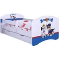 BDW, Kinderbett Super Hunde, mit Matratze & Schublade, Rausfallschutz, 160x80