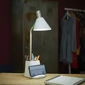 Northpoint LED QI Schreibtischlampe Weiß mit wireless Charging und USB-Anschluss 3 Lichtmodi dimmbar mit integriertem Stifthalter