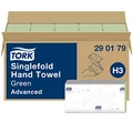 Tork Zickzack-Handtücher grün, Advanced Qualität, 2-lagig, hohe Saugfähigkeit, Einzeltuchentnahme, kompatibel mit H3 Spendern, 15 Packungen x 250 Tücher (290179)