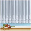 heimtexland ® Store Gardine Jacquard weiß transparent Kräuselband Vorhang mit Blumen Borte Gebogt Oekotex Typ69 Höhe 135cm x Breite 600cm