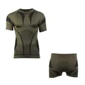 Mil-Tec Performance Funktionsunterwäsche Herren (Kurz, XXL/3XL) • Atmungsaktives & wärmendes Thermounterwäsche Set • Elastische Sportunterwäsche oder Skiunterwäsche • Oliv