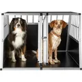 Tectake Hundetransportbox Doppel  Mit Schräger Rückwand Aus Aluminium  Robust und Pflegeleicht  104 x 90 50 x 69 cm Schwarz
