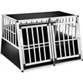 tectake® Hundetransportbox doppel mit schräger Rückwand mit schützenden Kunststoffecken - Schwarz