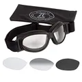 PiWear® Black Hills kleine Motorradbrille selbsttönend über Helm winddicht rutschfest gepolstert beschlagfrei klar
