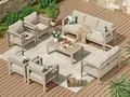 MeXo Gartenlounge-Set Terrassenmöbel Set 8-10 Personen Aluminium outdoor wetterfest, (Belastbarkeit pro Sitzplatz 140kg, 7-tlg., 12cm Deluxe Relax-Sitzkissen), Gartenmöbel Set für Außenbereich, Terrasse, Balkon und Garten