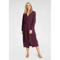 KangaROOS Damenbademantel Dalia, ideal für Sauna & Spa, Standardlänge & Überlänge, Langform, Leichtfrottier, Kapuze, Gürtel, Uni-Farben mit Streifen, Taschen, leicht, XS-3XL, auch in extra lang lila XXXL | 125 cm