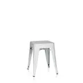hjh OFFICE 645002 Metall Hocker VANTAGGIO Weiß Sitzhocker im Industry-Design, stapelbar, niedrig