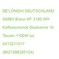 Braun KF 3100 WH Kaffeeautomat Glaskanne 10 Tassen 1100W ws 0X13211017 (80210983
