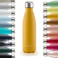 Blumtal Trinkflasche 750 ml Edelstahl - auslaufsichere Isolierflasche - BPA-freie Trinkflasche kalt & warm - doppelwandige Insulated Bottle - rostbeständige Isolierflasche Spicy Mustard - Gelb