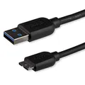 StarTech.com 3m schlankes SuperSpeed USB 3.0 A auf Micro B Kabel, St/St, USB 3.0 Anschlusskabel, Schwarz