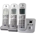 Panasonic KX-TG6823 Strahlungsarmes Schnurlostelefon mit Anrufbeantworter, Rufnummernanzeige, 2 zus?tzliche Mobilteile, 15h Sprechzeit, 7 Tage Stan... - Silber/Weiß