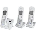 PanasonicKX-TG6823GS DECT Schnurlostelefon mit Anrufbeantworter (3 Mobilteile, strahlungsarm, Eco-Modus, GAP Telefon, Festnetz) perl-silber