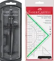 Faber-Castell 174530 - Schnellverstellzirkel Stream, Blackstone mit original Geodreieck 20cm (mit Griff)