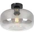 QAZQA Art Deco Deckenlampe Schwarz mit Rauchglas Bizle