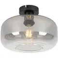 Art Deco Deckenlampe Schwarz Mit Rauchglas - Bizle