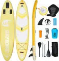 Puluomis Stand Up Paddle Boards 320, SUP Board mit Sitz Set, Paddling Paddelboard Set Surfbrett Aufblasbar, Pumpe Tragetasche und Zubehör, Gelb