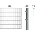 Alberts Doppelstabmatten Zaun, Höhe 80 cm, Länge 6 m, Zaun-Komplettset zum Einbetonieren, anthrazit, Pfosten 60x40 mm - Dunkelgrau