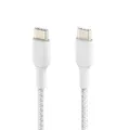 USB-C / USB-C geflochtenes Nylonkabel, Belkin, 1m - Weiß