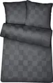 Damast Bettwäsche Anthrazit Karo aus 100% Baumwolle 135 x 200 cm + 1x 80x80 cm