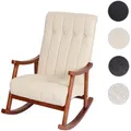 Schaukelstuhl HWC-K10, Schaukelsessel Schwingstuhl Relaxsessel FSC® ~ Kunstleder creme, Gestell Walnuss-Optik