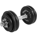 MOVIT® Kurzhantel PRO Set, Gusseisen Hantel, 1x 15kg, Stange 30mm Standardnorm, Griff gerändelt, Sternverschlüsse, Hantel Set Kurzhantelset Gewichte
