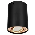 EDO Aufbauspot Schwarz-Gold Rund SKAND 1 - Schwenkbarer Deckenstrahler GU10 Fassung - Moderne Aluminium Aufputz Spotlampe ø95x125mm - Aufbaustrahler für Wohnzimmer, Küche, Flur, Büro, Schlafzimmer