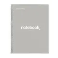 Miquelrius - Notizbuch A4 Notebook, 1 farbiger Streifen, 80 Blatt mit raster 5 x 5 mm, Papier 90 g/m² mikroperforiert mit 4 Bohrungen für 4 Ringe, Einband aus Karton, Farbe Grau